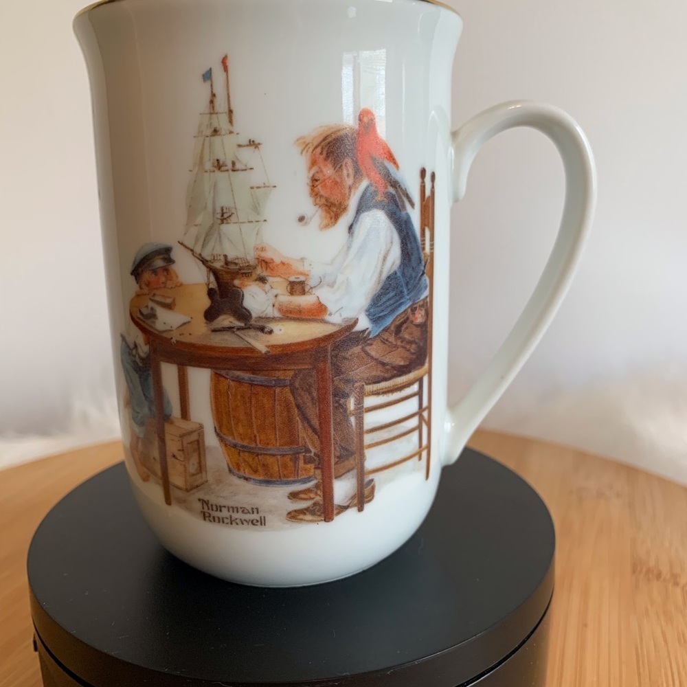 Vintage Norman Rockwell White and Brown Dining Mug